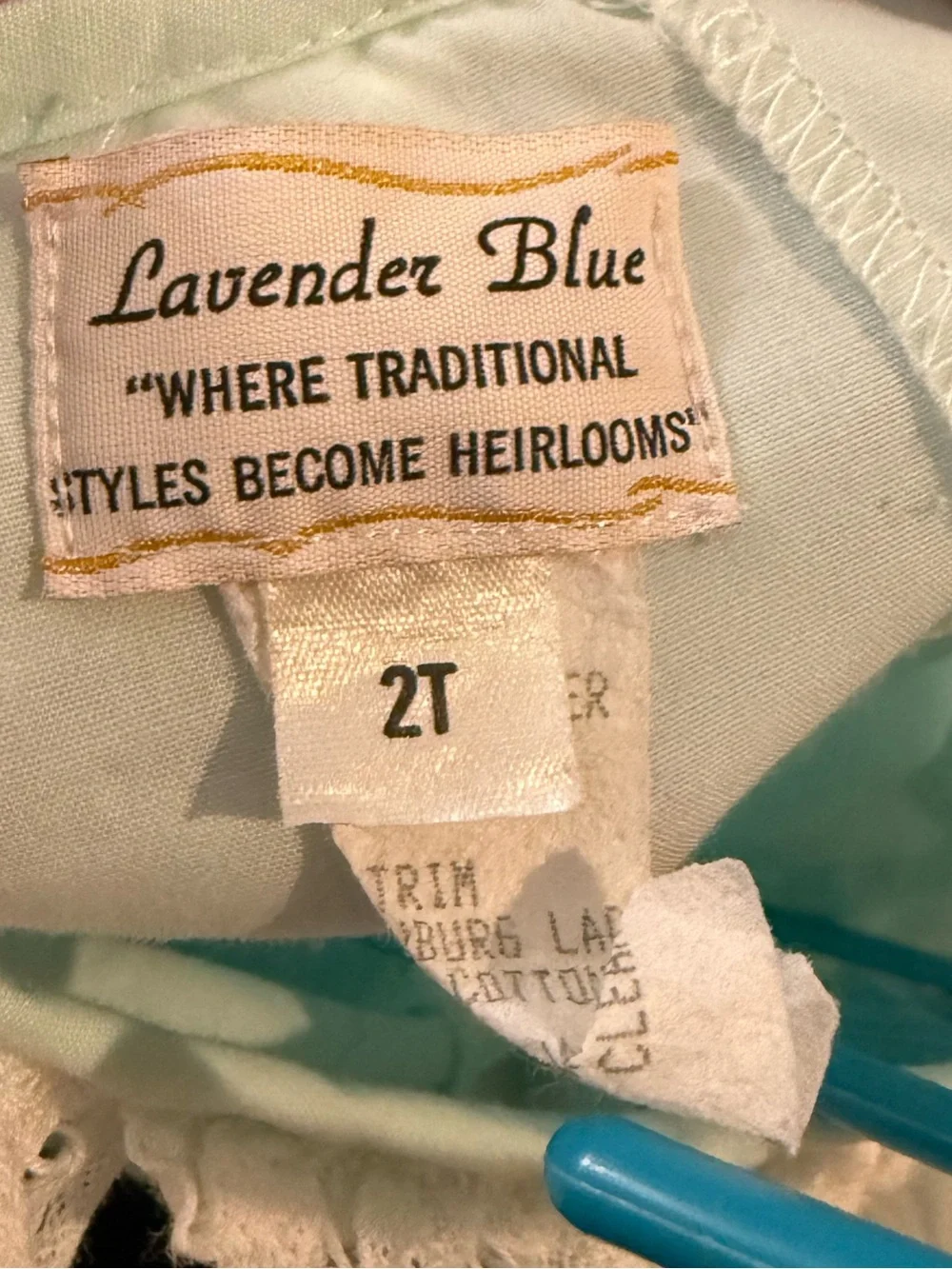 Lavender Blue 2T Mint Green Lace Collar Dress